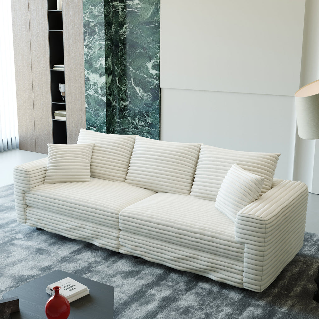 82.7" Plush Corduroy 3-Seat Sofa