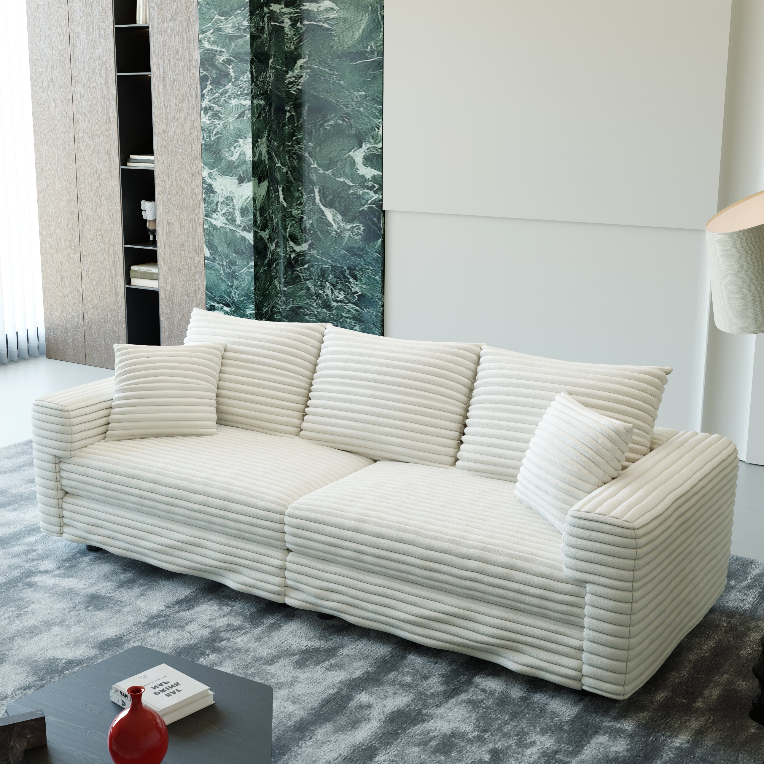 82.7" Plush Corduroy 3-Seat Sofa