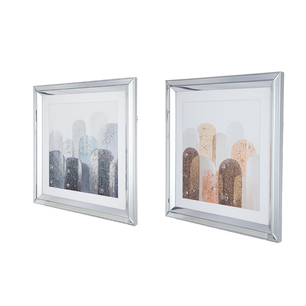 S/2 23.6x23.6" Kaiden Crystal Mirror Framed Wall Art