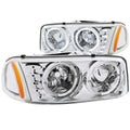 Anzo 1999-2006 Gmc Sierra 1500 Crystal Headlights w/ Halo and LED Chrome