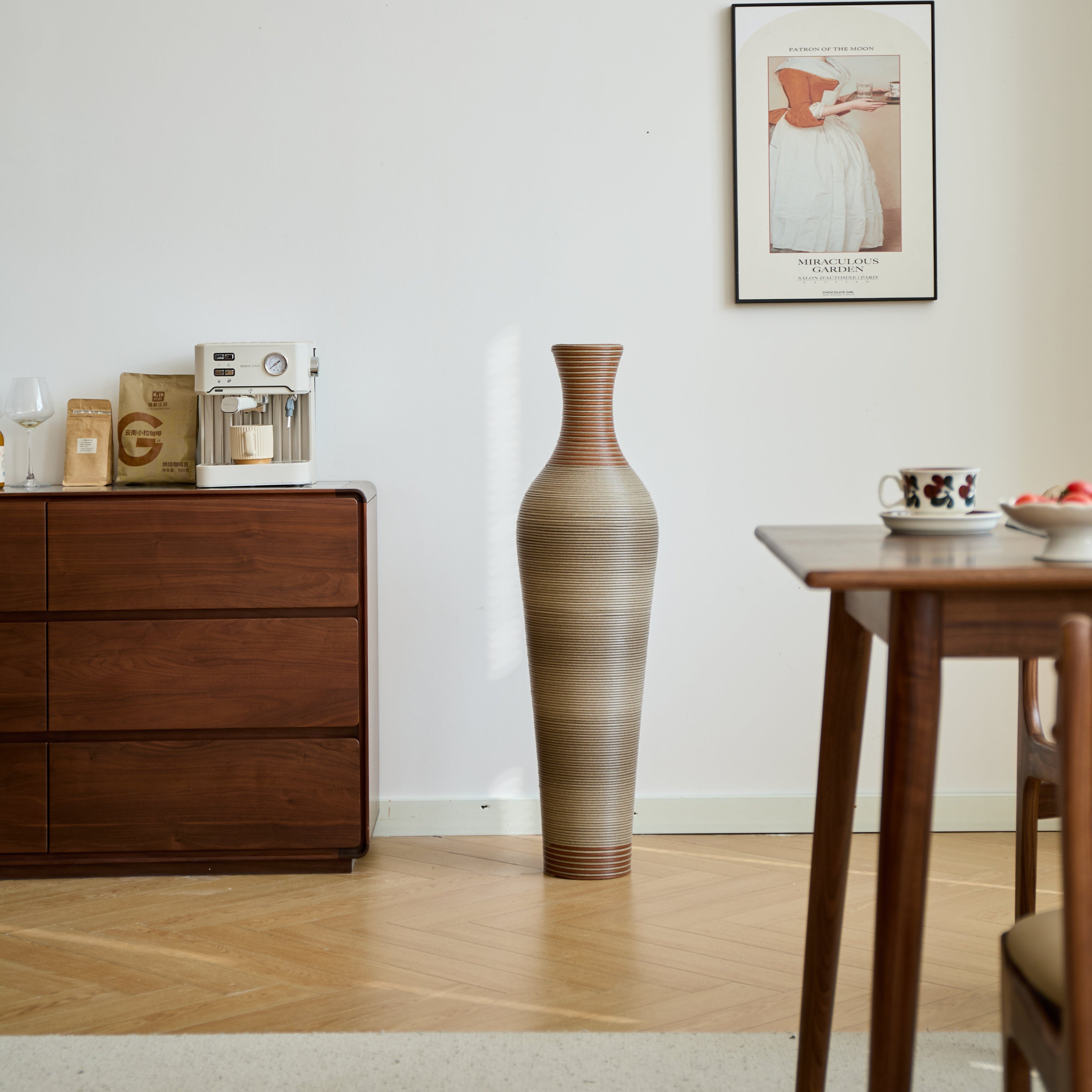 Hand-Woven PVC Rattan Floor Vase