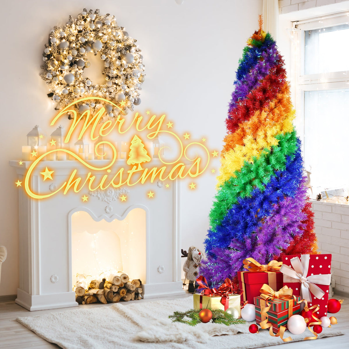 9ft Rainbow Spiral Christmas Tree
