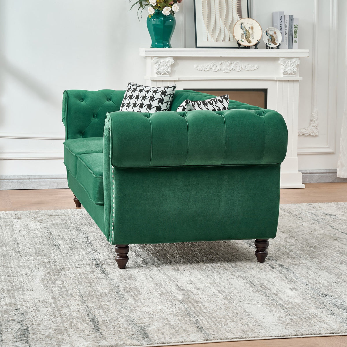 67" Chesterfield Velvet Upholstery Fabric Sofa