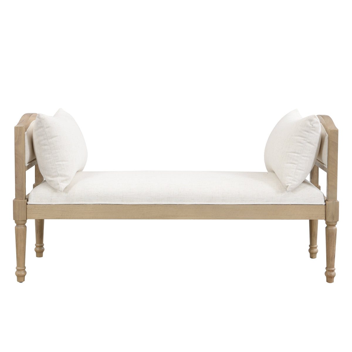 Upholstered Bench with Turned Legs & Side Cushions