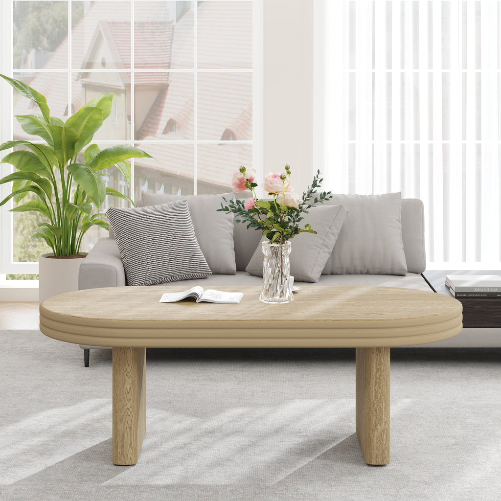 Mid Century Modern Oval Fluted Coffee Table
