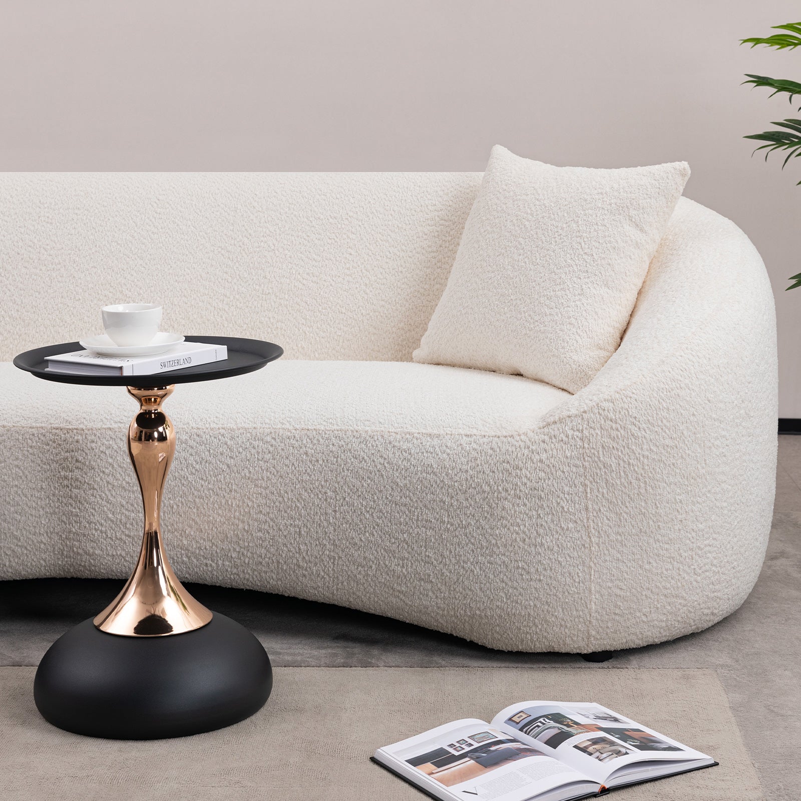 3+1+1, 93.31" Minimalist Curved Sofa, 3 Seater