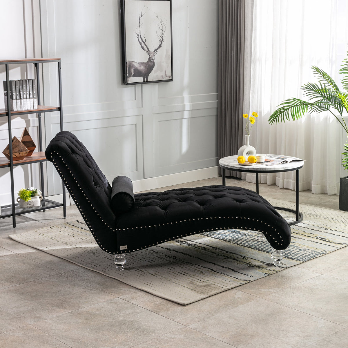 Velvet Chaise Lounge Indoor - Button-Tufted Upholstered Chair