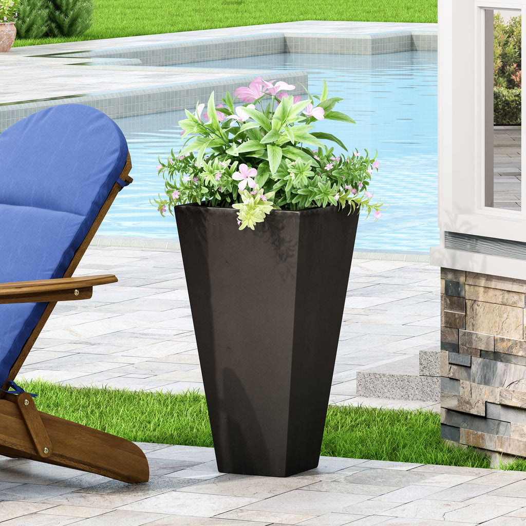 13" Outdoor Modern MGO Small Cast Stone Planter