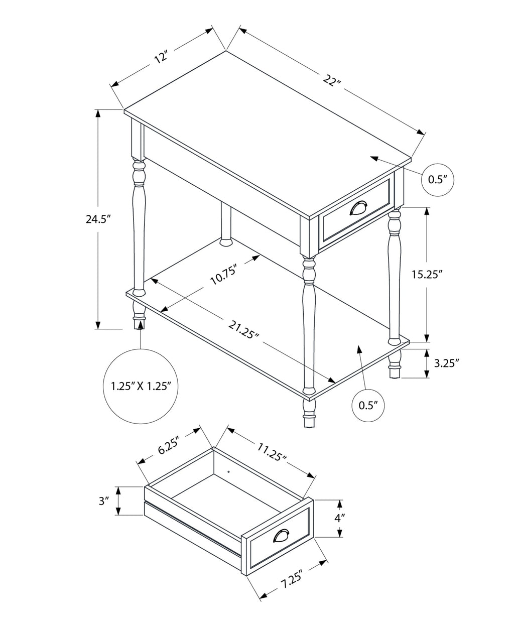 2 Tier Accent Table with Storage Drawer