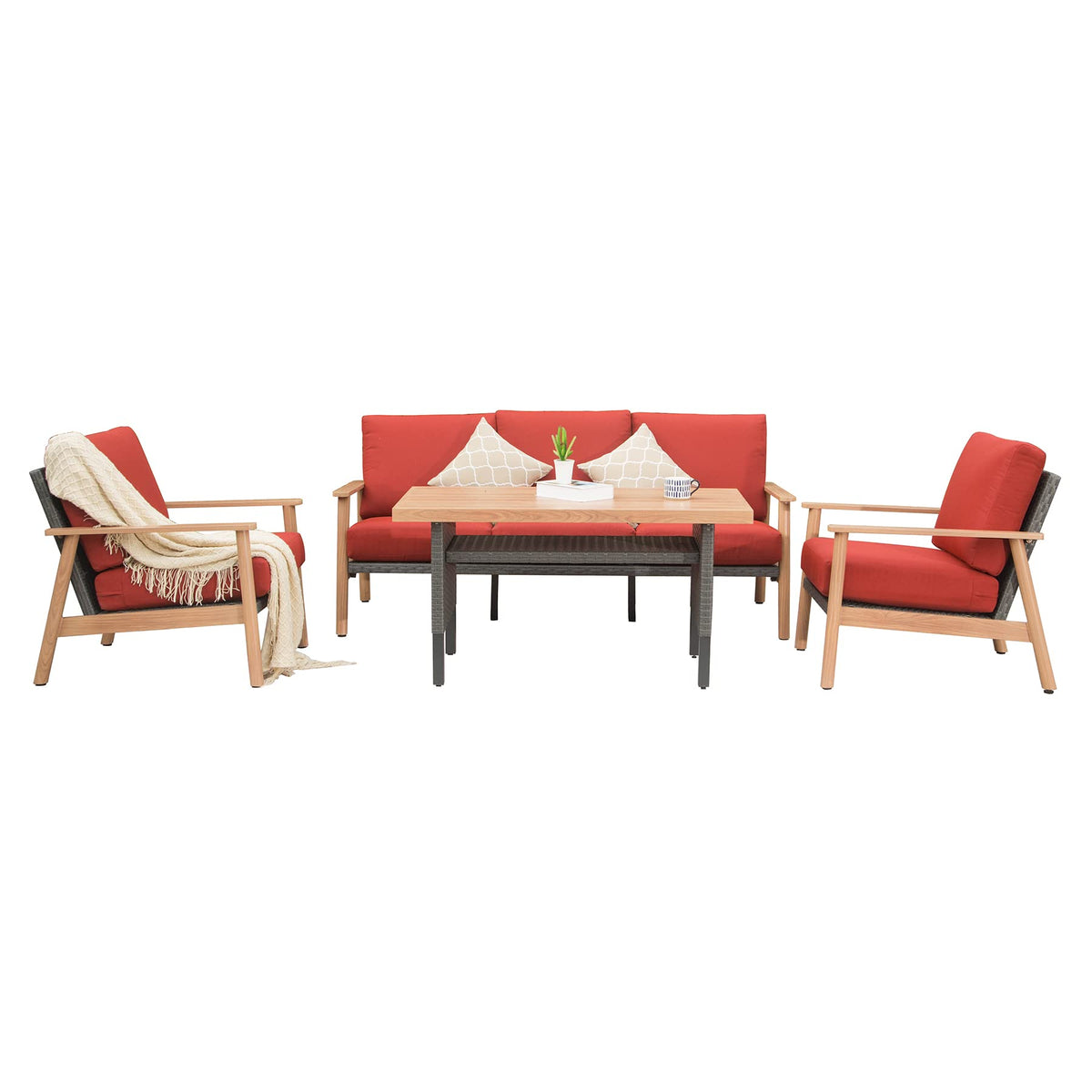 Outdoor Wicker Patio Furniture Set with Pillows