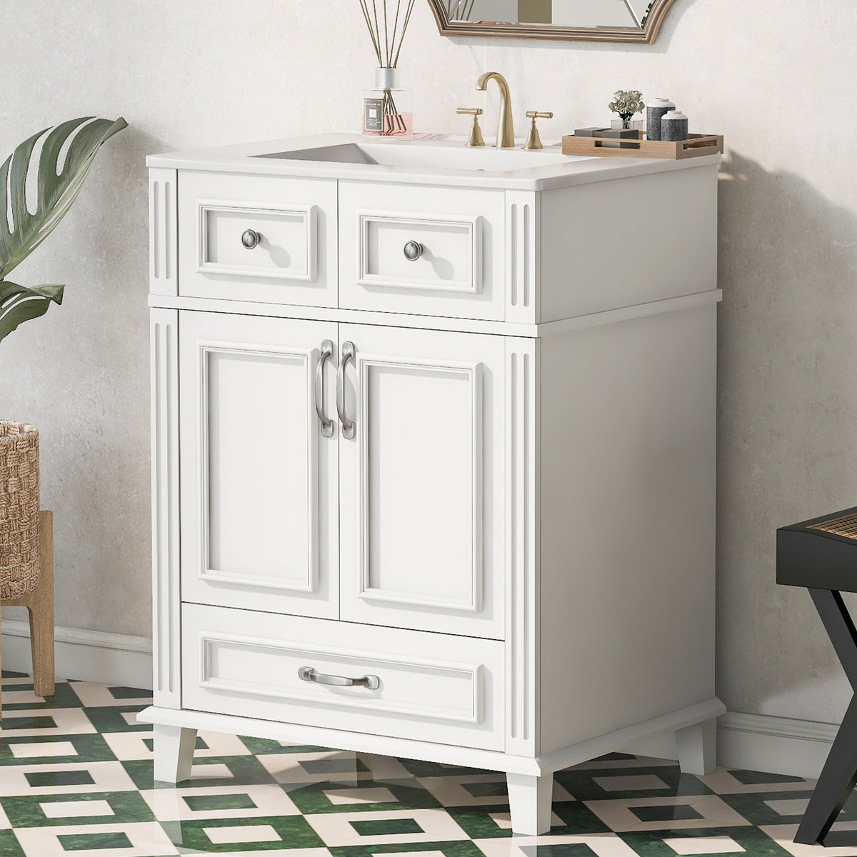 24" Bathroom Vanity with Ceramic Sink