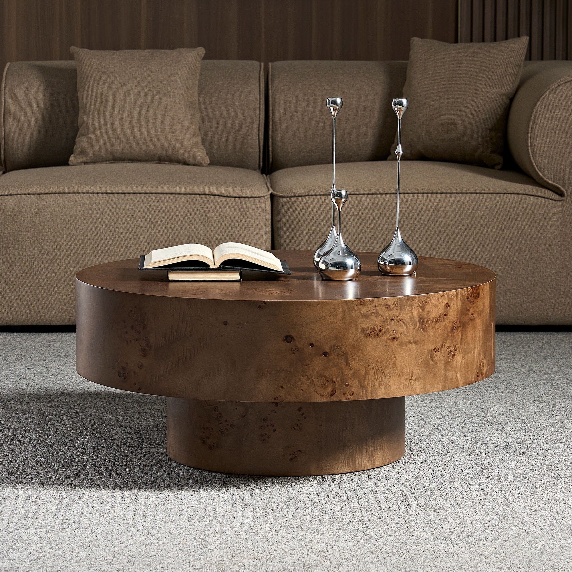 Burl Wood Veneer Coffee Table - 31.49'' Essentials