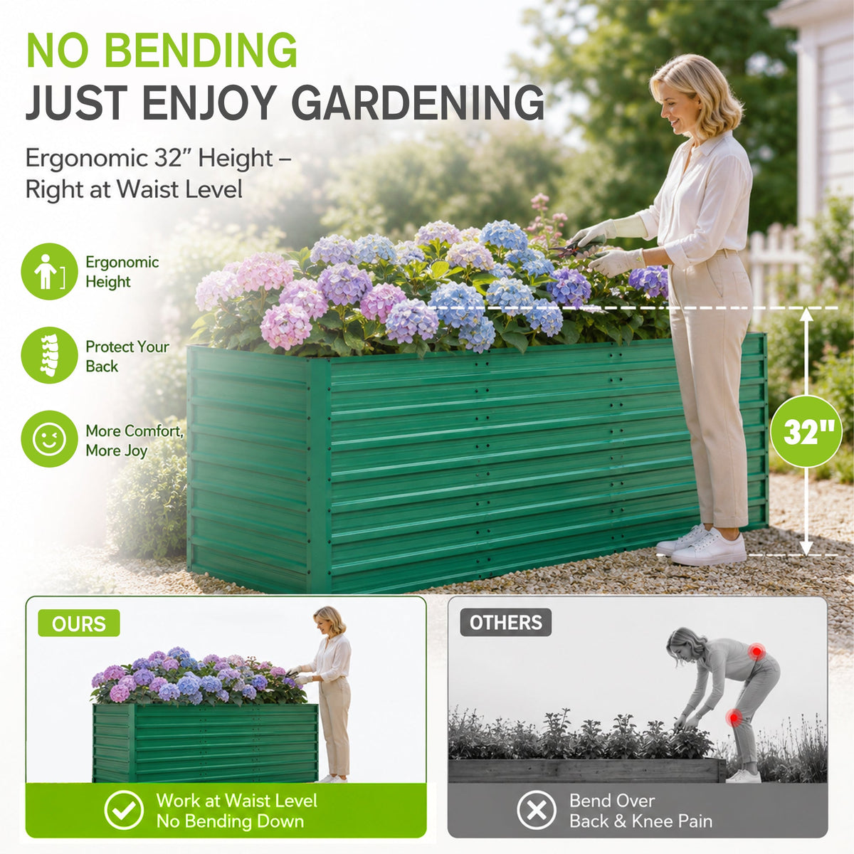 2-Pack 93.7"x31.5"x32.3" Raised Garden Bed
