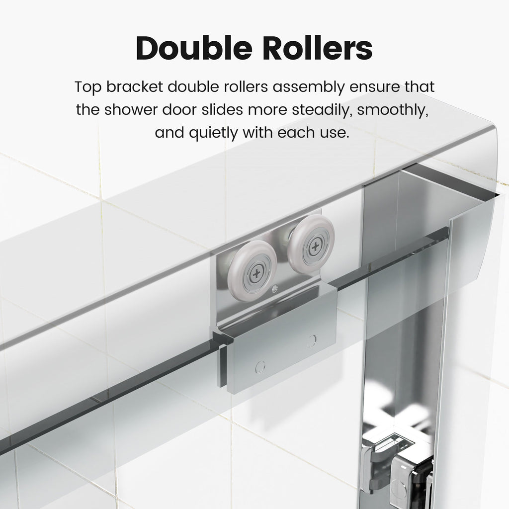 44"-48"W x 72"H Semi-Frameless Double Sliding Shower Door