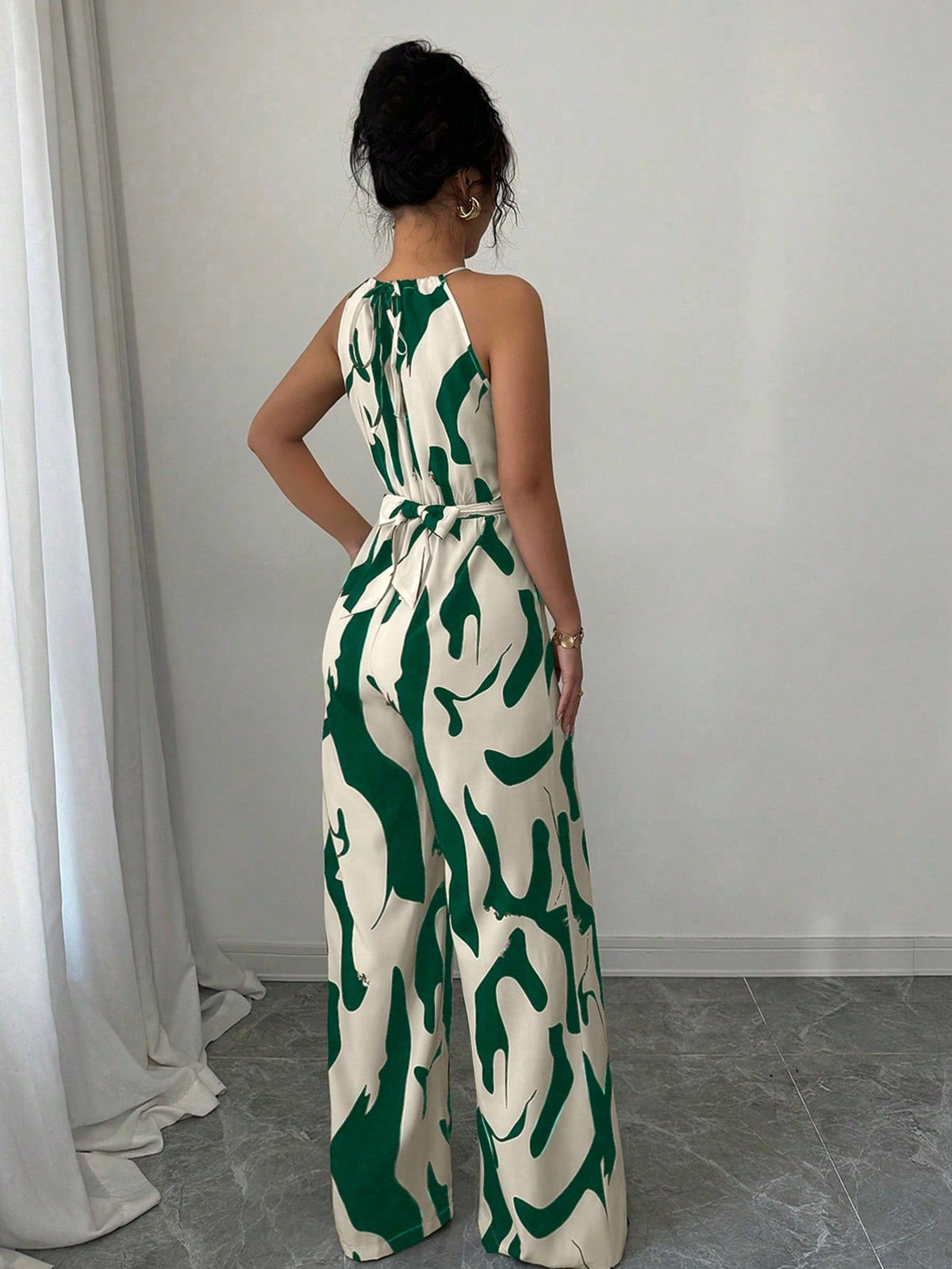 European And American Style Milk-Pattern Halter Neck Jumpsuit 2026 New Model Women's Tie-Back Open-Back Bodysuit