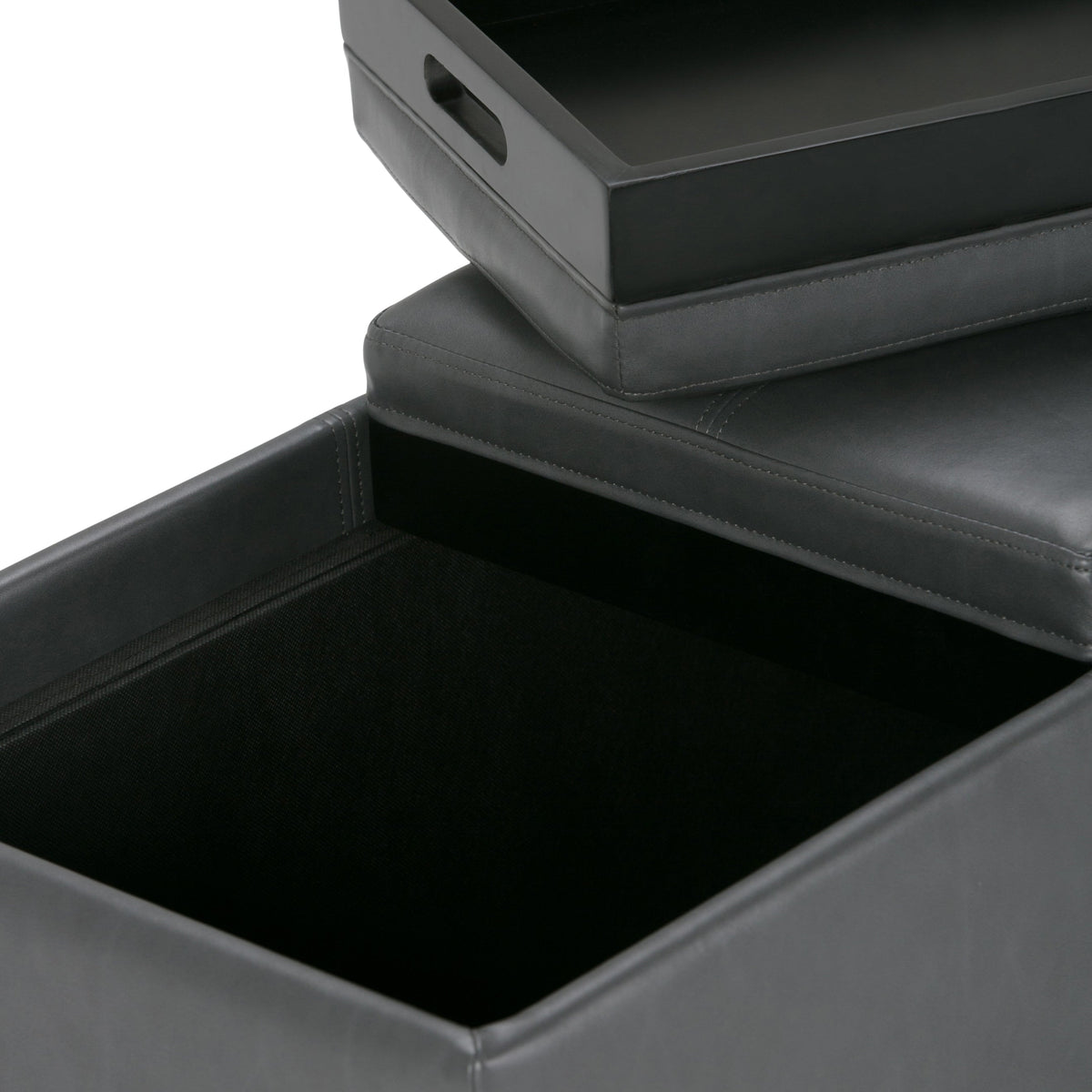 Avalon 42 Inch Wide Storage Ottoman in Stone