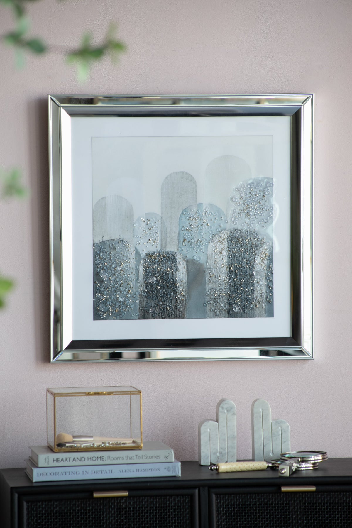 S/2 23.6x23.6" Kaiden Crystal Mirror Framed Wall Art
