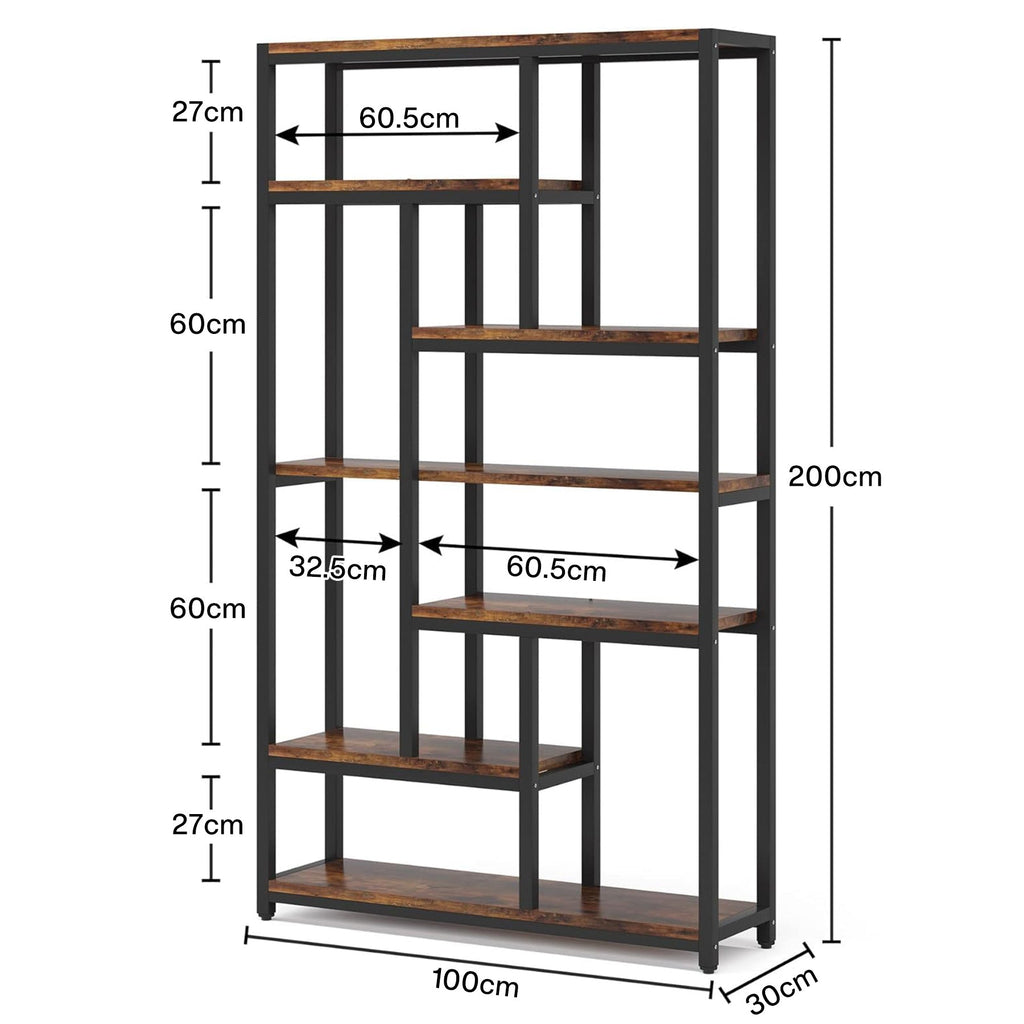 78.7" Extra Tall 7-Tier Industrial Vintage Rustic Bookcase
