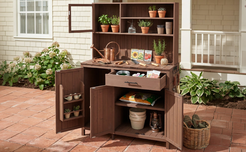 Topamax Potting Bench with Hutch