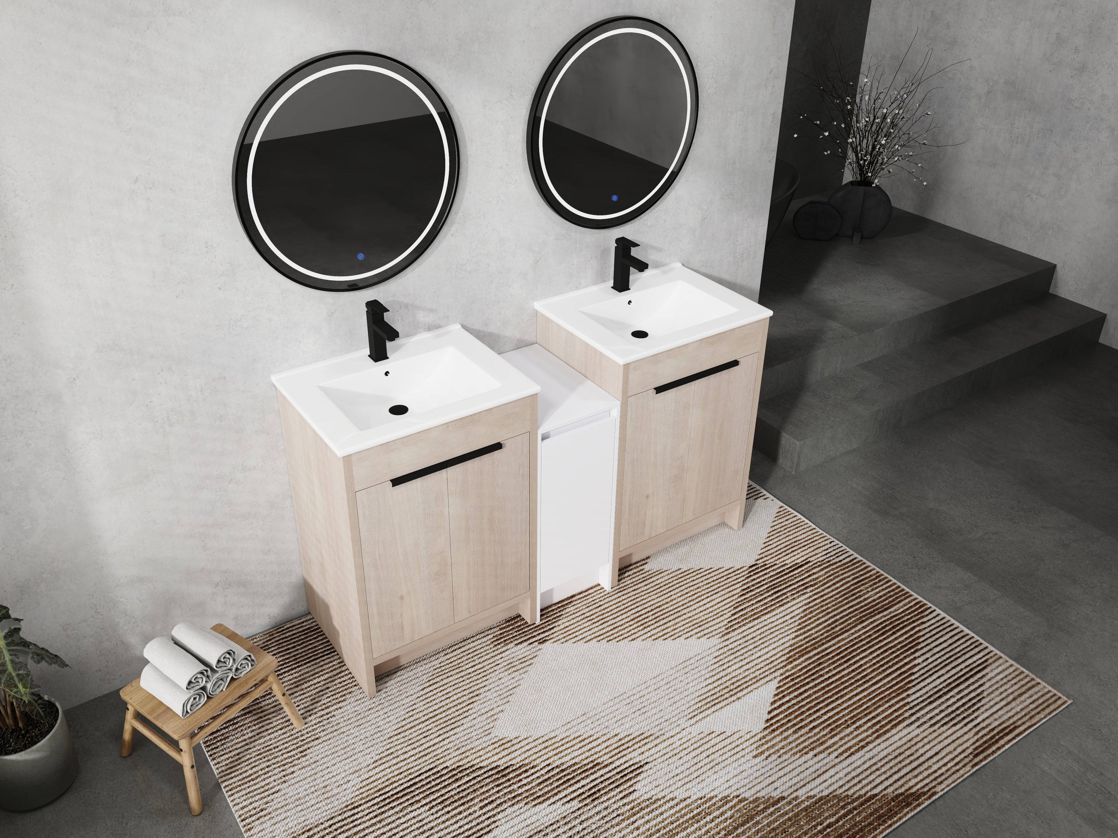 60 Inch Freestanding Bathroom Vanity with Ceramic Sink