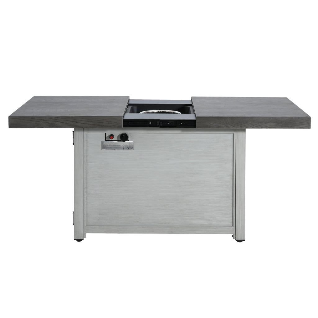 Extendable Rectangle Aluminum Alloy Fire Pit Table, 50,000BTU