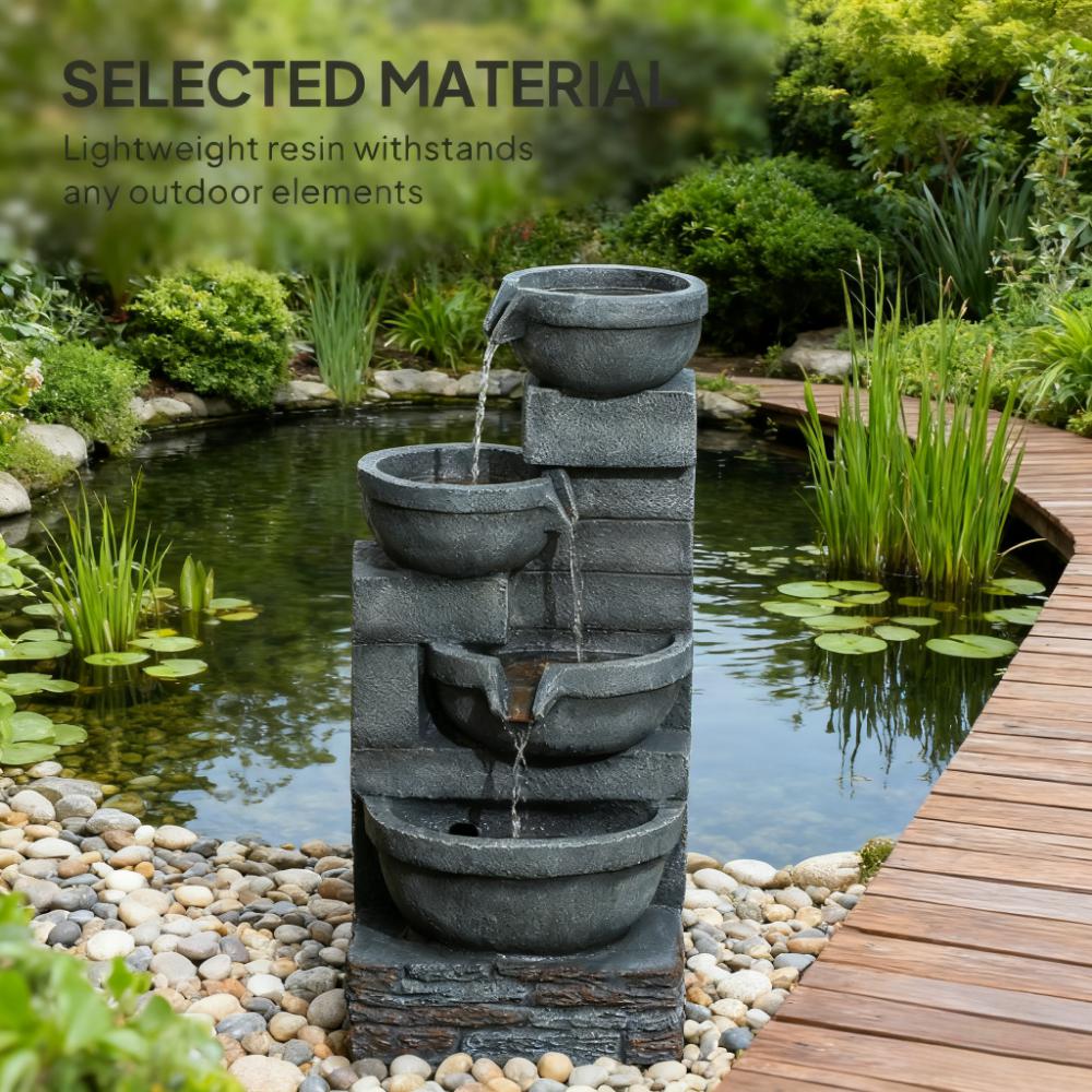 Garden Fountain - Tall Outdoor Waterfall Fountain with LED Lights