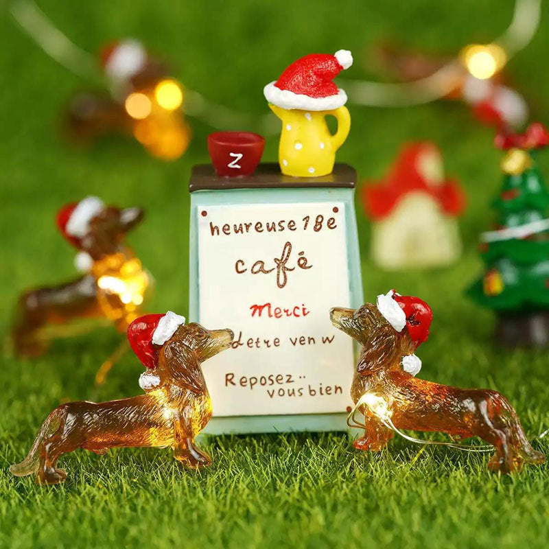 Dachshund Led Copper Wire Lamp Christmas Hat
