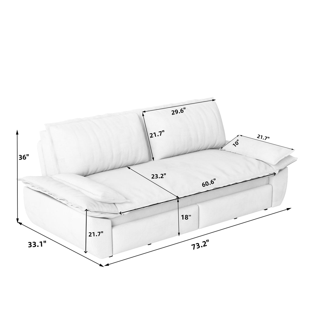 73.2" Queen Pull Out Sofa Bed - 3-in-1 Convertible Sleeper Sofa