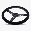 The Daytona | Black Alcantara Suede | Black Spoke | Bavarian Stitch