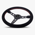 The Daytona | Black Alcantara Suede | Black Spoke | Red Stitch