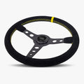 The Daytona | Black Alcantara Suede | Black Spoke | Yellow Stitch