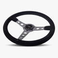 The Daytona | Black Alcantara Suede | Graphite Spoke | Black Stitch