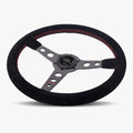 The Daytona | Black Alcantara Suede | Graphite Spoke | Red Stitch