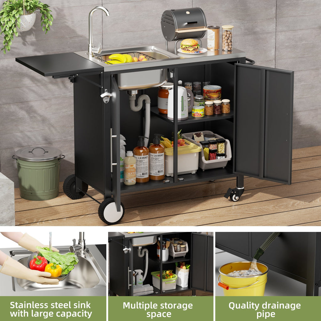 Outdoor Grill Table with Sink