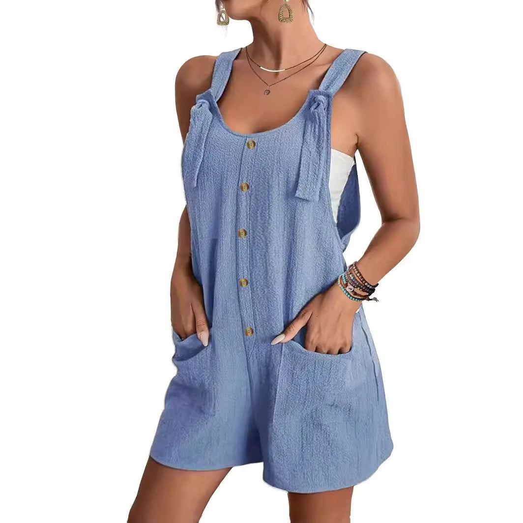 Casual And Stylish Strap Shorts Jumpsuit