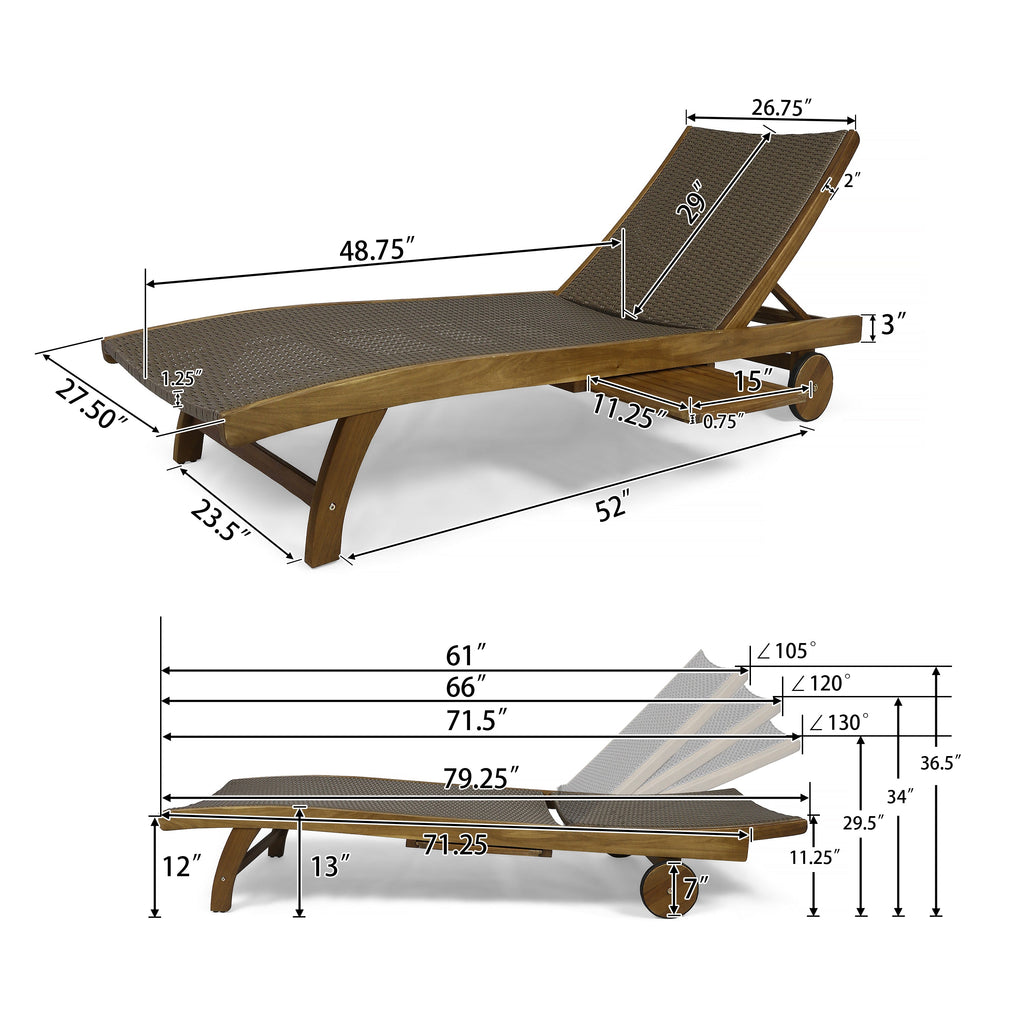 Banzai Chaise Lounge With Pull-Out Tray Set Of 2
