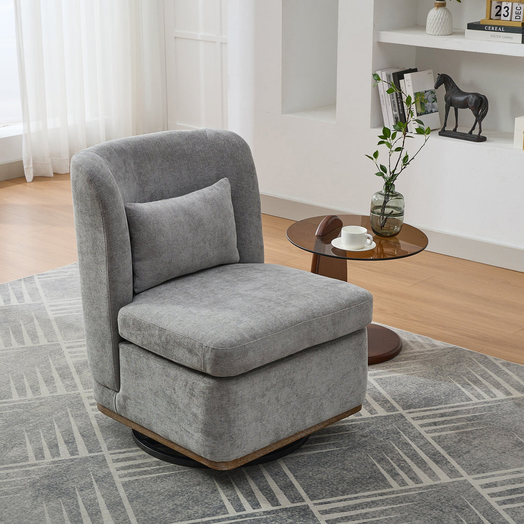 25.2" Wide Modern Chenille Swivel Chair