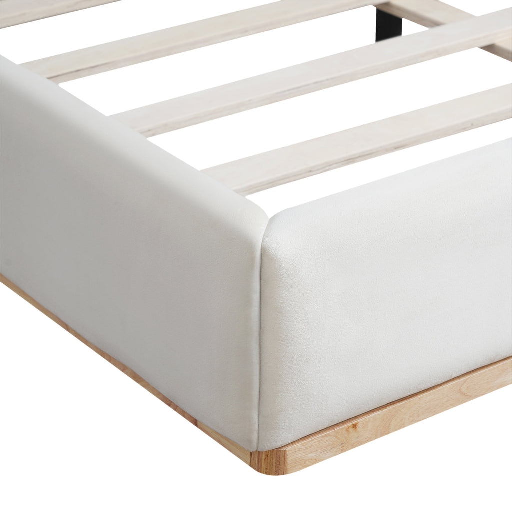 Elegant Upholstered Bed With Solid Wood Frame - King