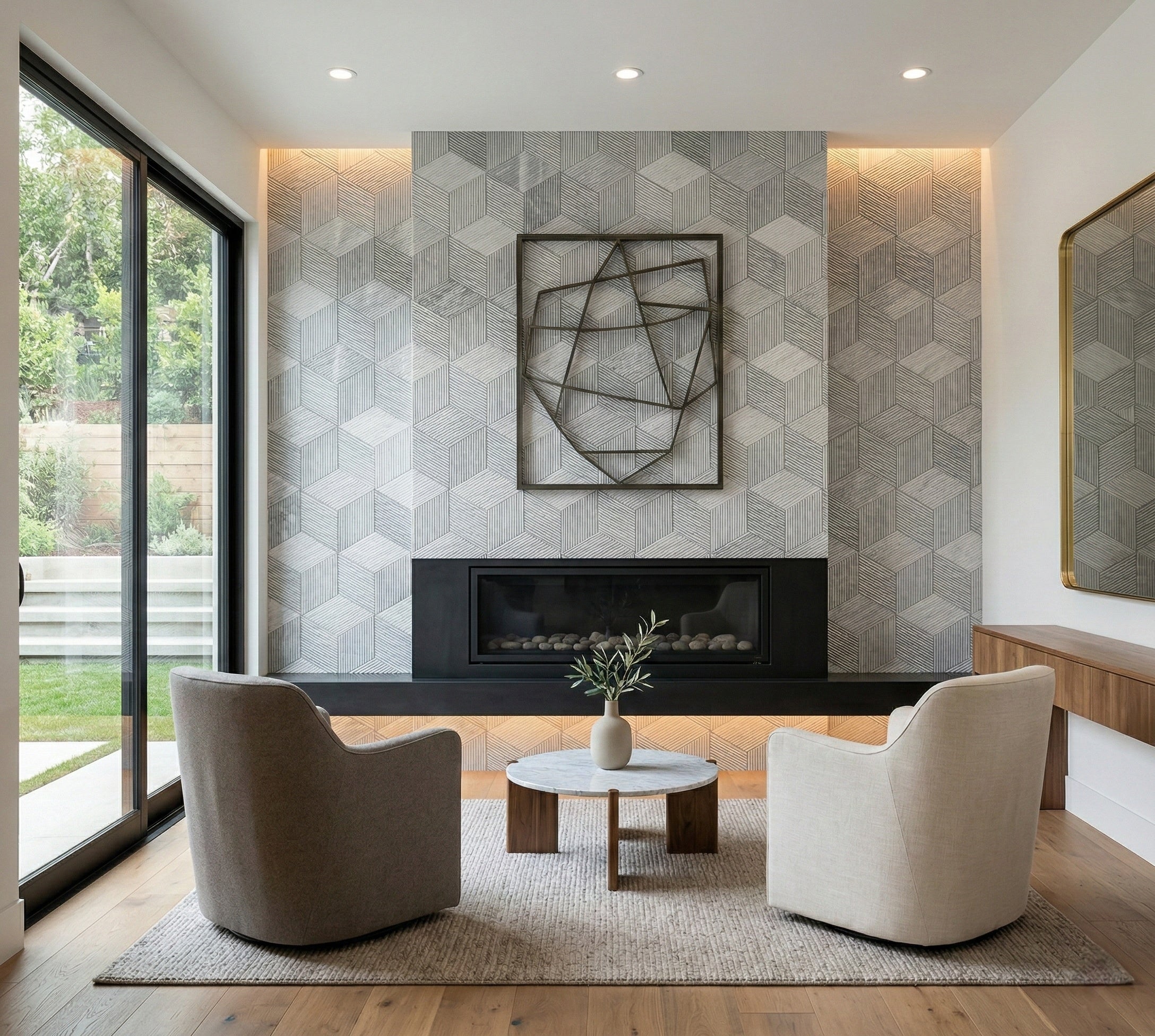 Hexagon Carrara Gray Marble Wall Décor