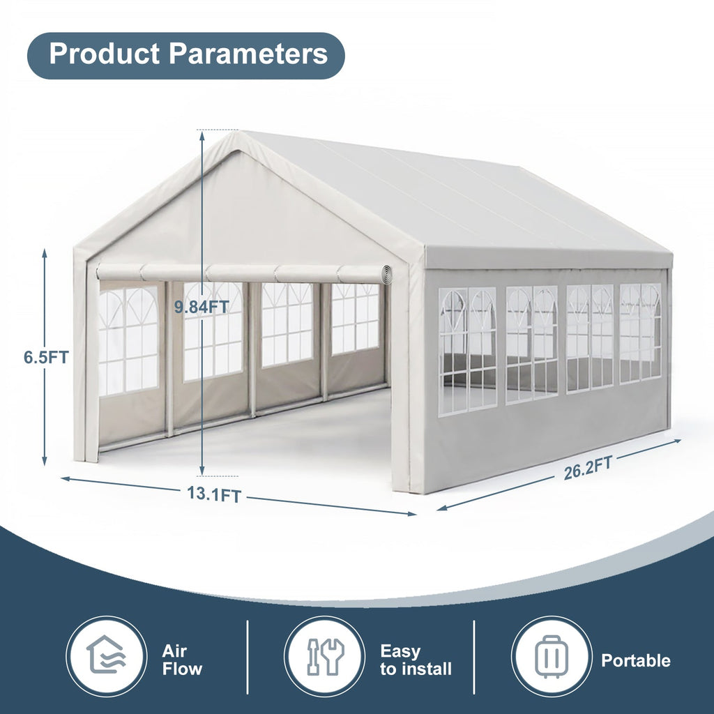 13'x26' Carport Car Canopy Party Tent Outdoor Gazebo