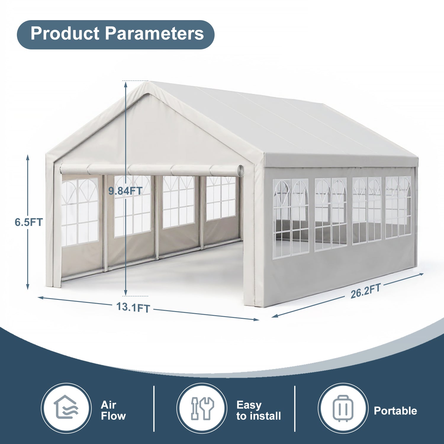 13'x26' Carport Car Canopy Party Tent Outdoor Gazebo