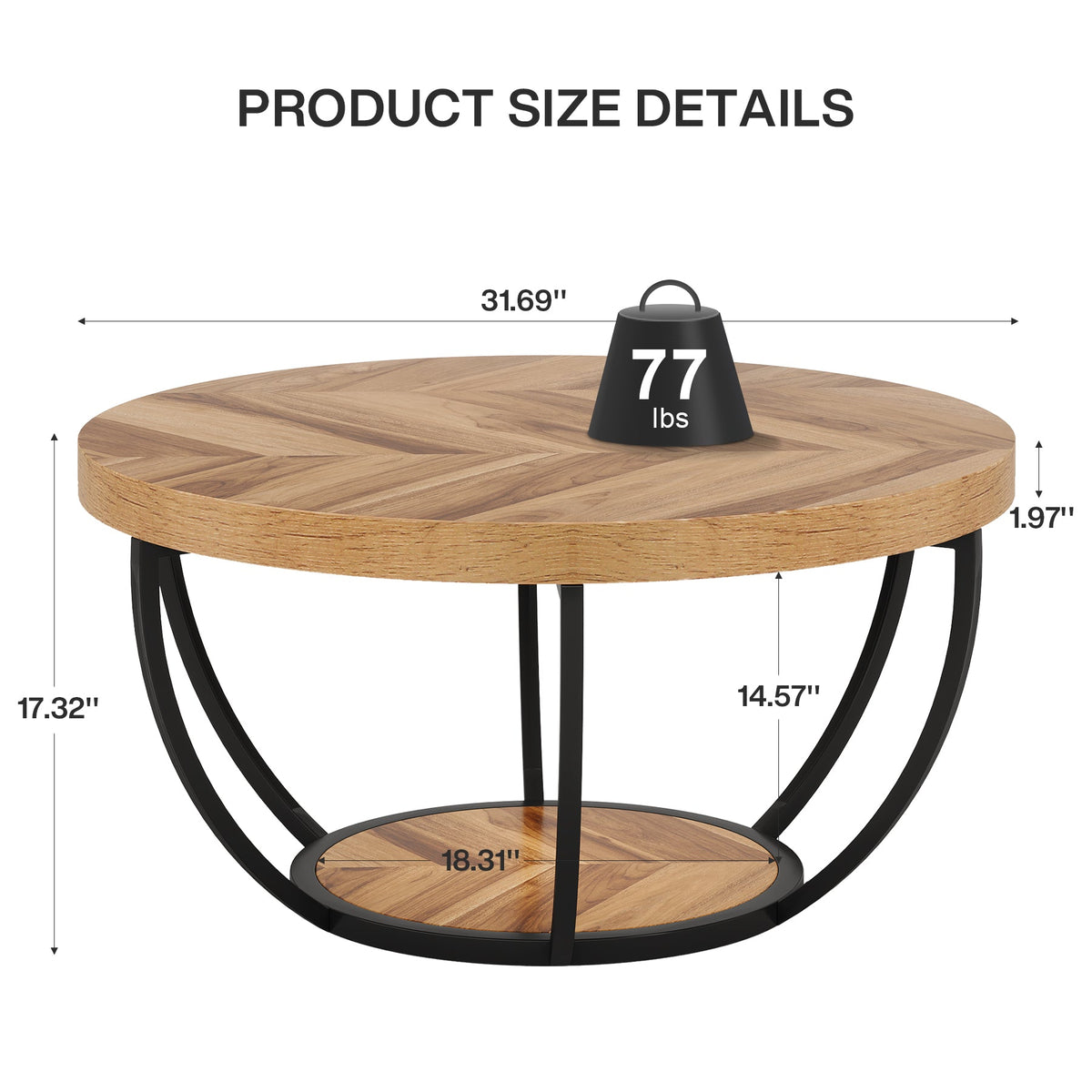 Round Coffee Table, 31.7"