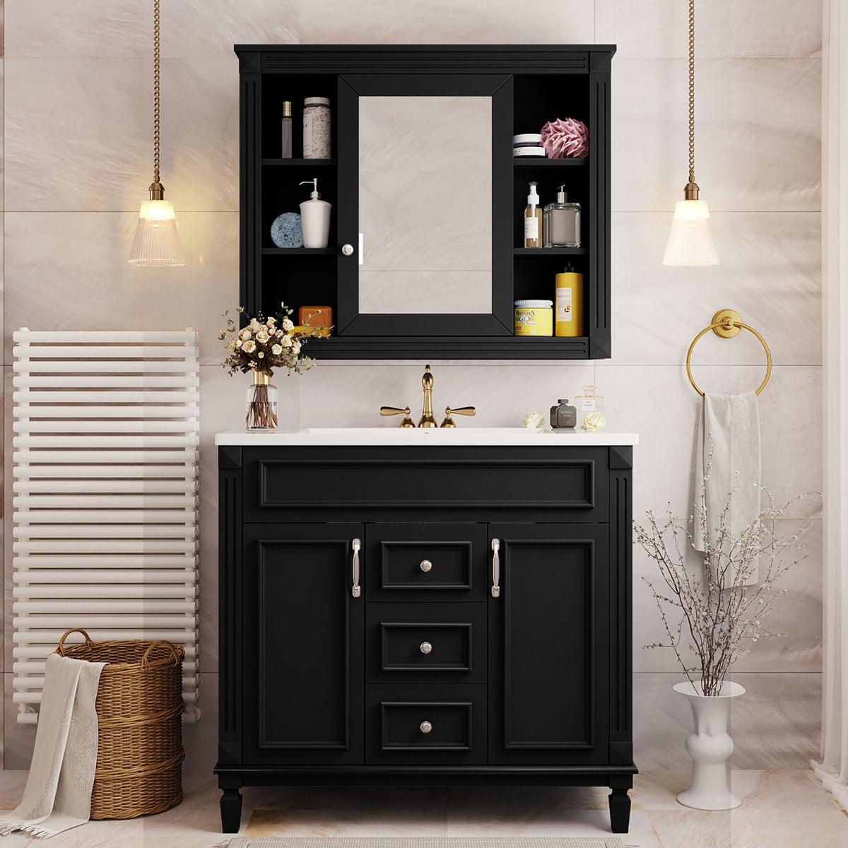 36" Bathroom Vanity with Top Sink