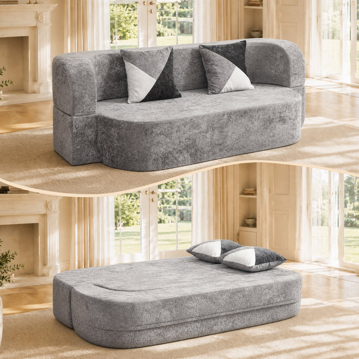 Eggshell Convertible Sofa Bed