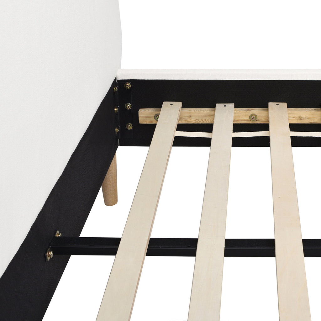 Stockholm Modern Wavy Headboard Platform Bed, Queen, Antique