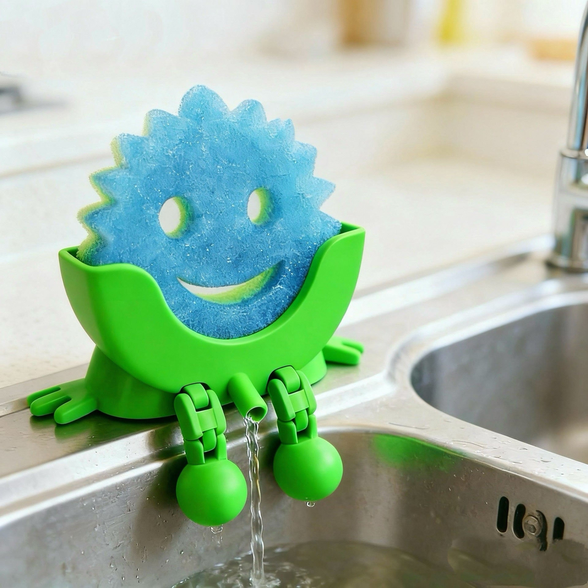 A Dish Sponge Holder With A Draining Rackemoji Design For Neater More Organized Storage