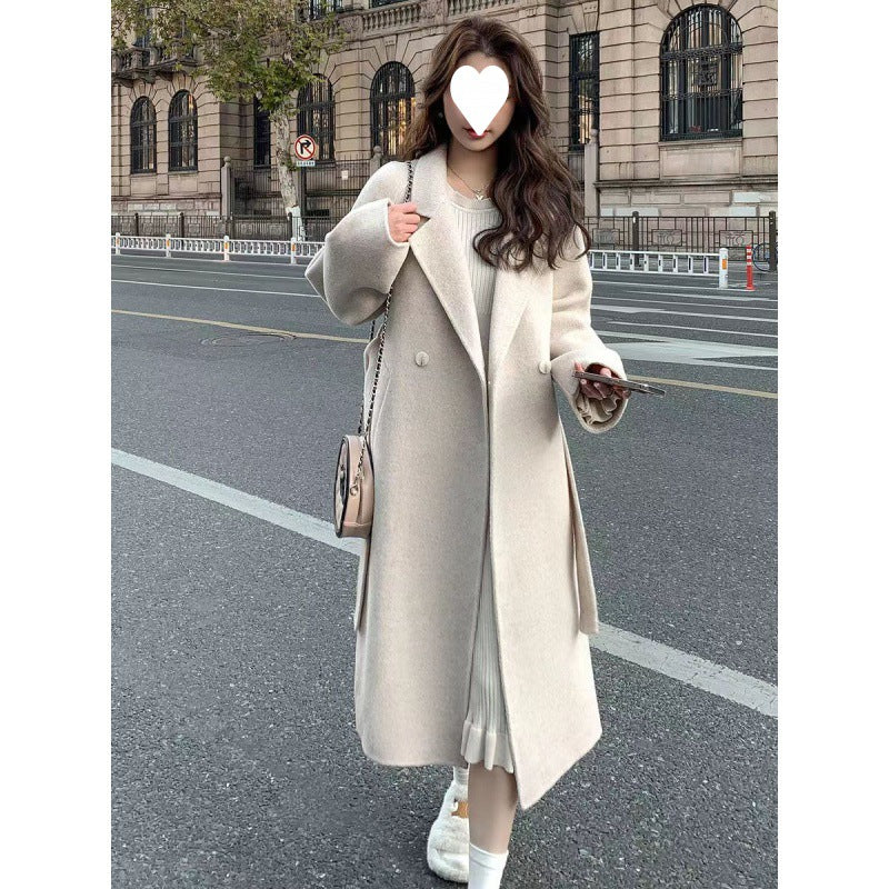 Double-breasted Wool Coat For Women