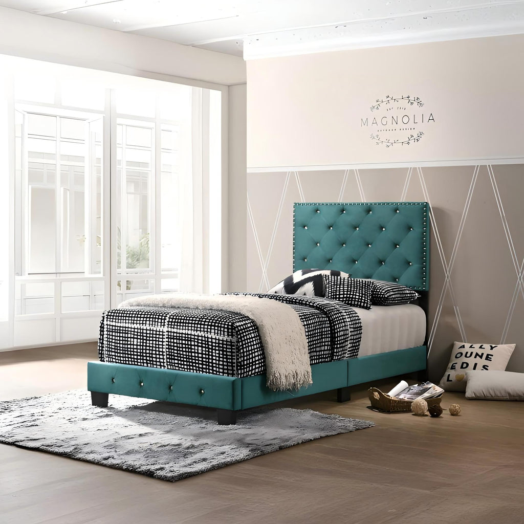 Charming Twin Bed In Refreshing Hue