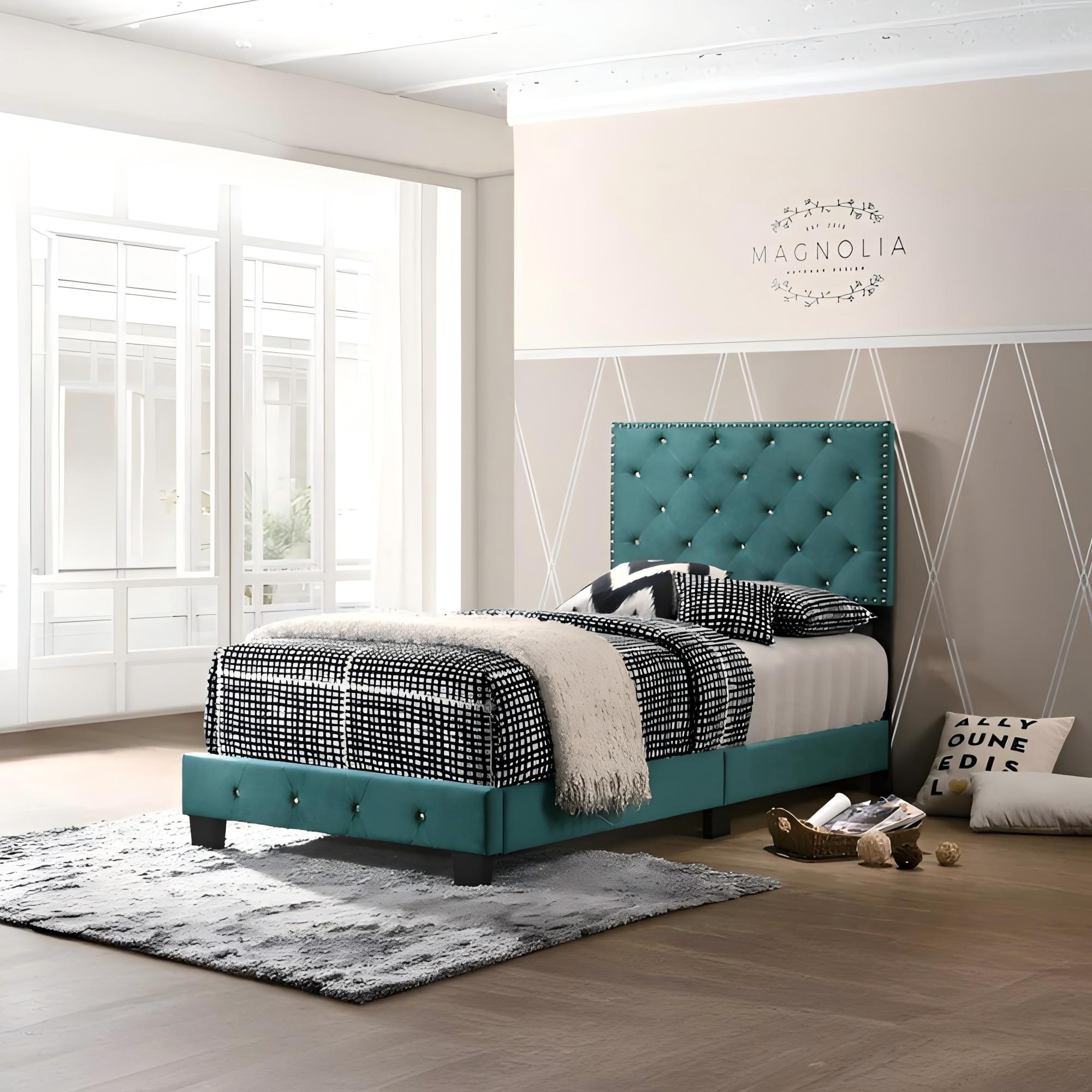 Charming Twin Bed In Refreshing Hue