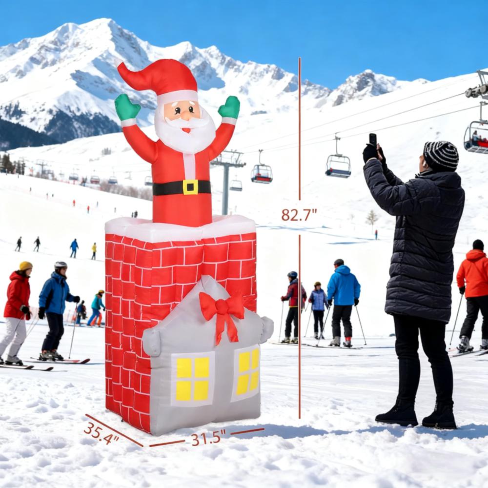 7Ft Christmas Inflatable Santa in Chimney Up and Down
